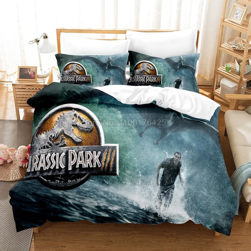 3D Print Jurassic Park Bedding Set Dinosaurs for Kids Single Full Queen Size Comforter Duvet Cover Bedroom Decor Home Textiles