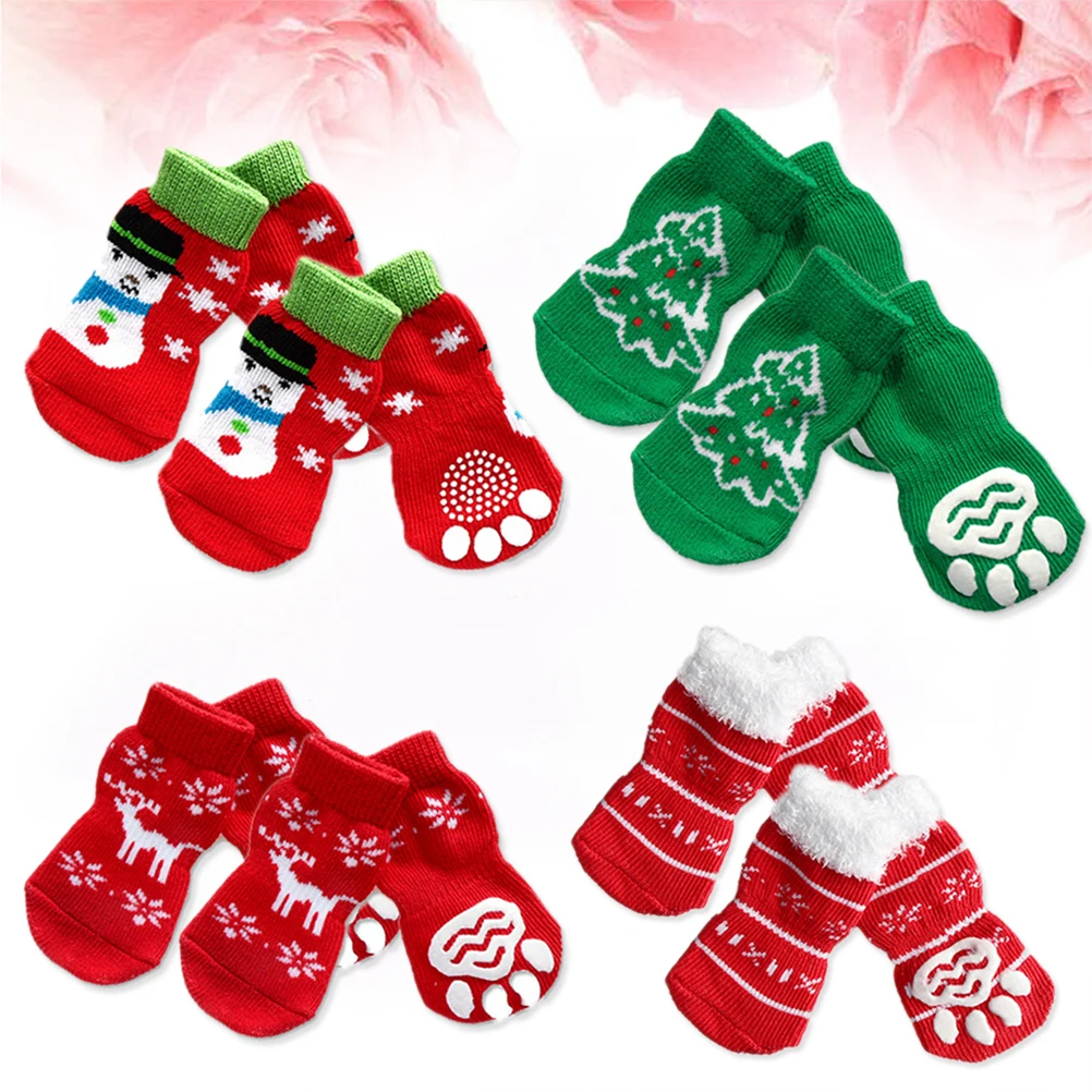 

4 Sets Christmas Dog Stockings Pet Socks Sweater for Large Dogs Father