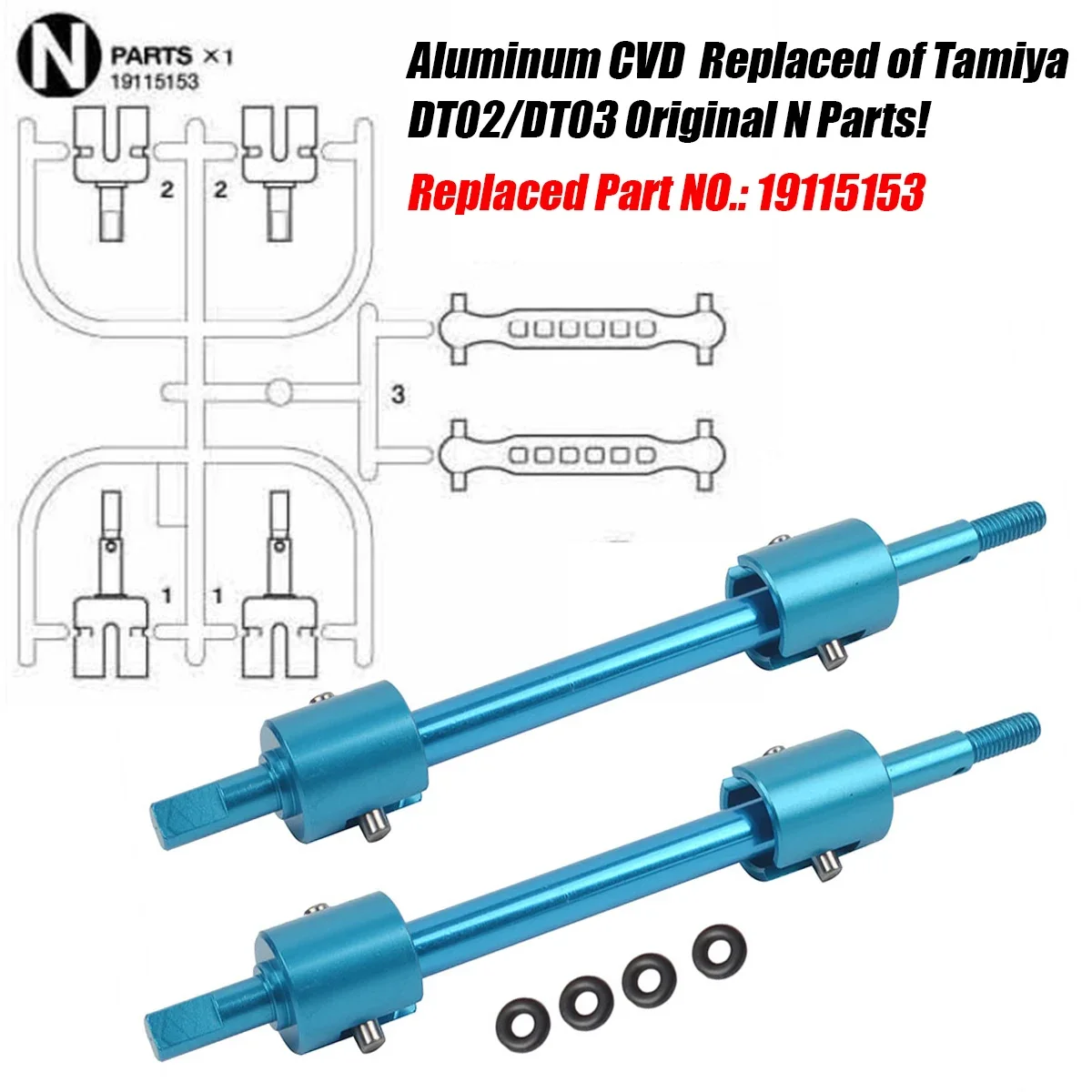 Aluminum Drive Shaft Set Propeller Joint Cup for Tamiya TT-02B DT-02 DT-03 DF-02 CVD Upgrade Kit