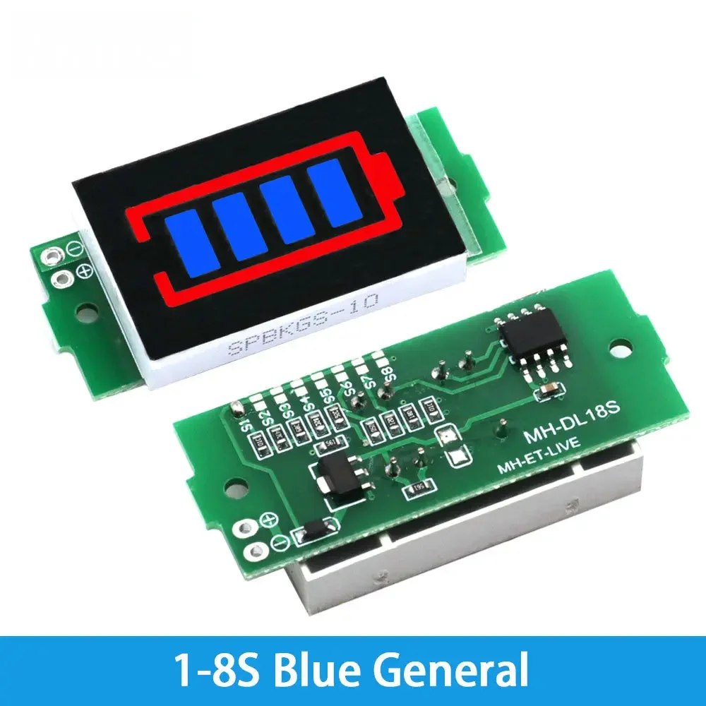 Single 3.7V Lithium Battery Capacity Indicator Module 4.2V Display 1-8S 1S/2S/3S/4S Electric Vehicle Battery Power Tester Li-ion