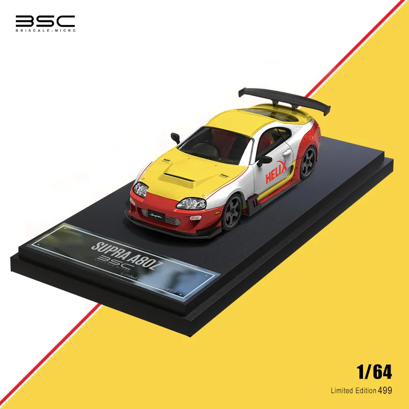 BSC 1:64 RX7 Veilside / Supra A80 Yellow White limited499 Diecast Model Car