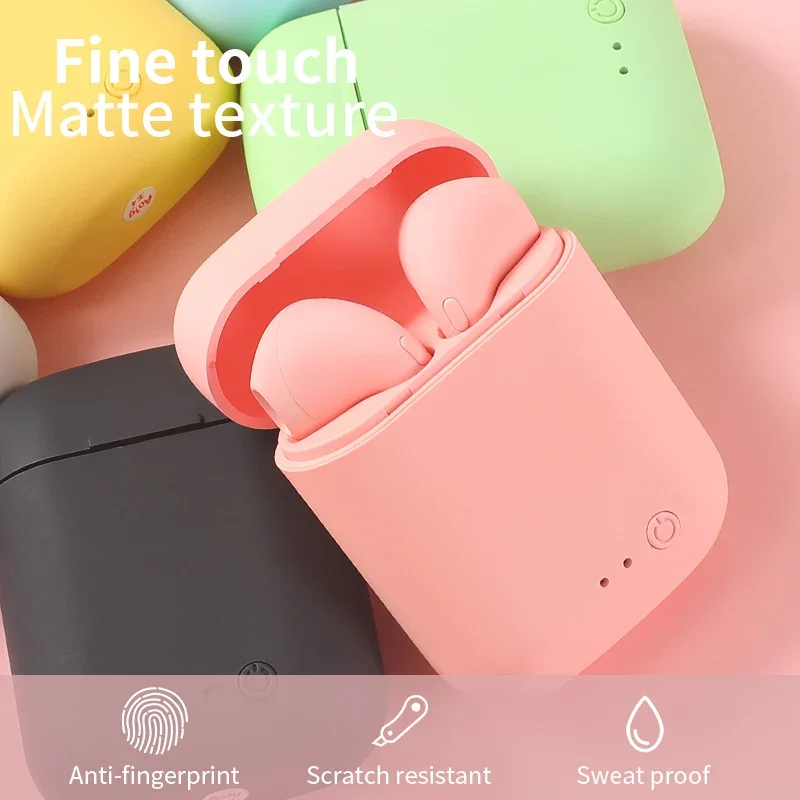 Auriculares TWS I12 Macaron, inalámbricos por Bluetooth, binaurales deportivos mate, originales