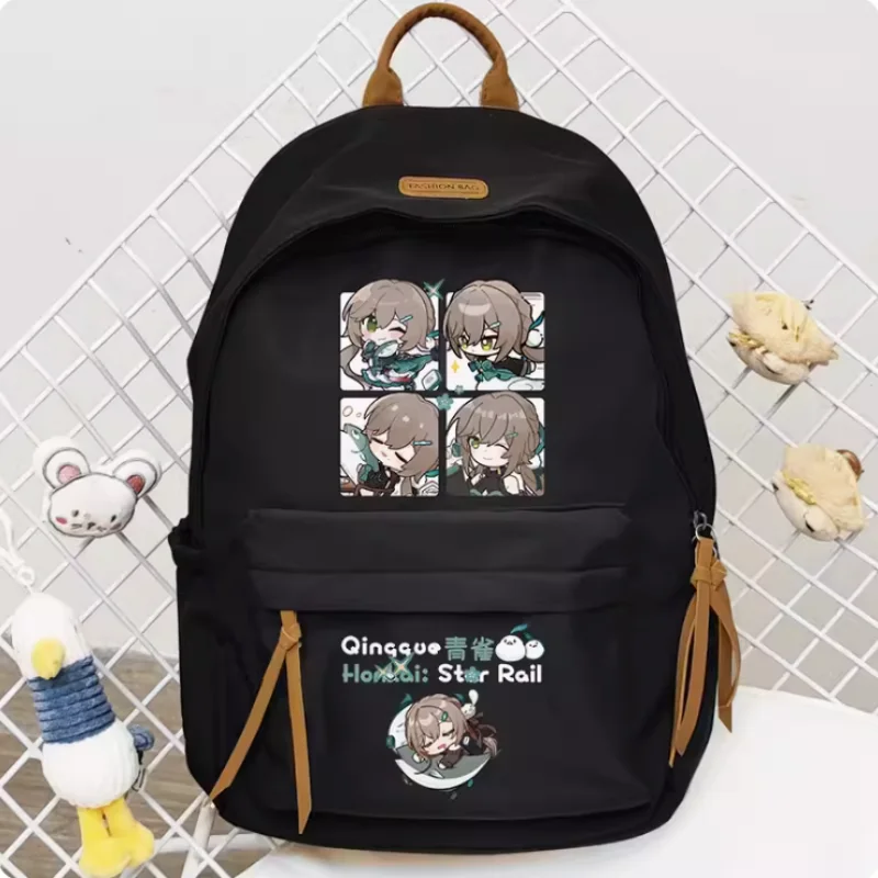 Anime Honkai: Mochila Star Rail Qingque, Bolsa de Viagem de Grande Capacidade para Meninas e Meninos, Mochila Escolar Adolescente