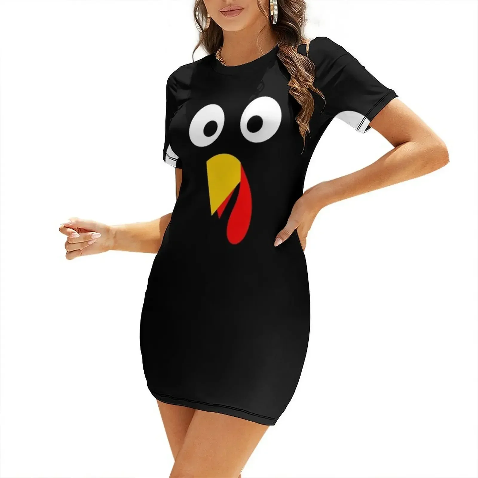 Thanksgiving Thanksgiving turkey face costume Short-Sleeved Dress Aesthetic clothing