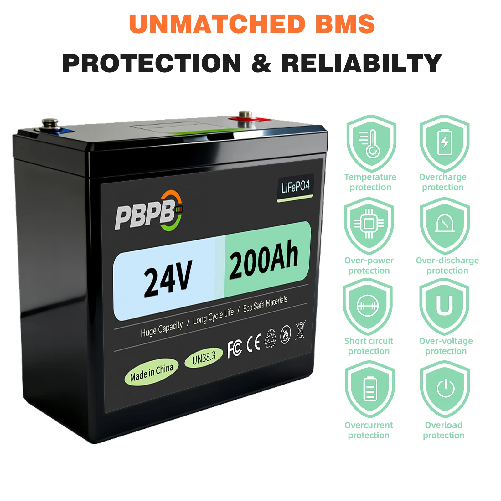 24V new 200AH Lithium Battery for Home Storage RV Off-Grid Solar Power Marine System with Built-in Battery Management System