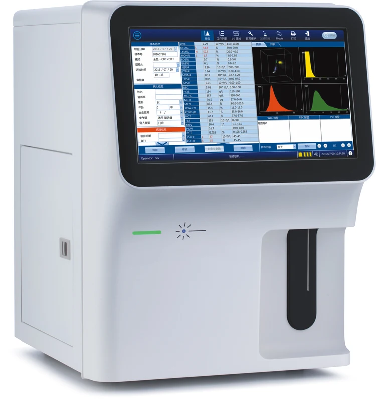 Medical Blood Test CBC Analyzer Fully Auto 5 Part Hematology Analyzer