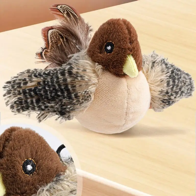 090B Engaging Plush Sparrow Toy for Cats Activated Instincts with Realistic Bird Sounds And Vibration for Indoor Play