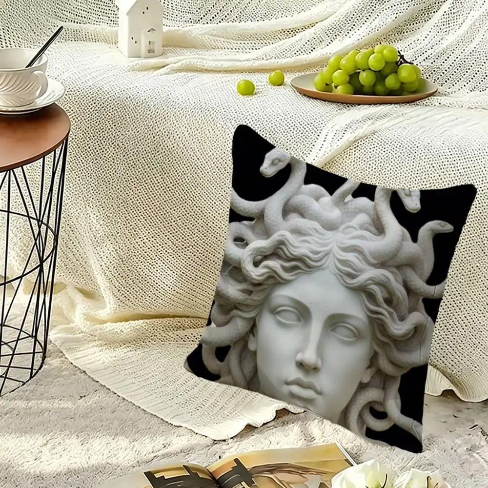 Retro Gothic Sculpture Soft Pillow Shell For Sofa Living Space Bedroom Headboard Backrest Square Cushion Cozy