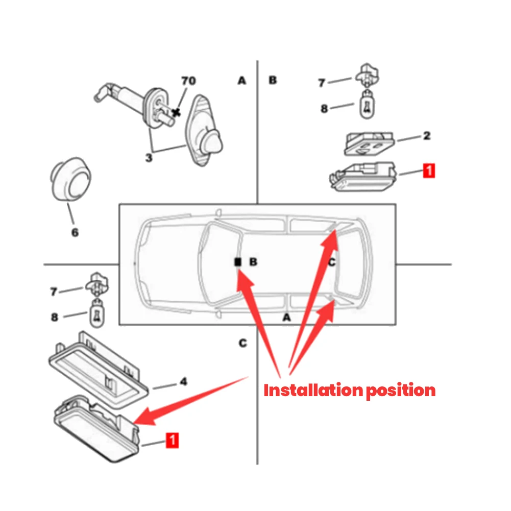 Luz Interior de lectura para Citroen AX, ZX, BX, Peugeot 636296, 106