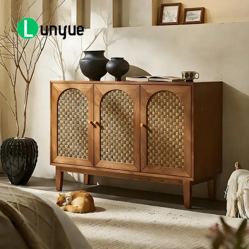 Nordic Solid Wood Luxury Dining Side Cabinet Simple Modern Living Room Tea Cabinet Eco Friendly Durable Storage Locker