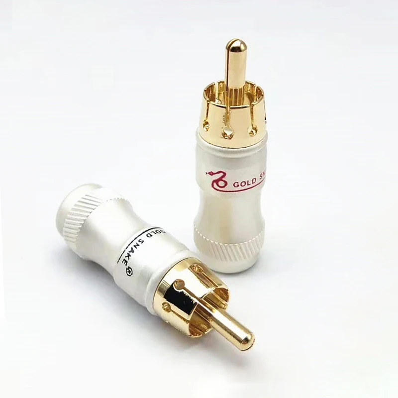 

2-10PCS Male Audio Video Connector Gold Adapter For Cable DIY gold snake RCA Plug HIFI Goldplated Audio Cable RCA