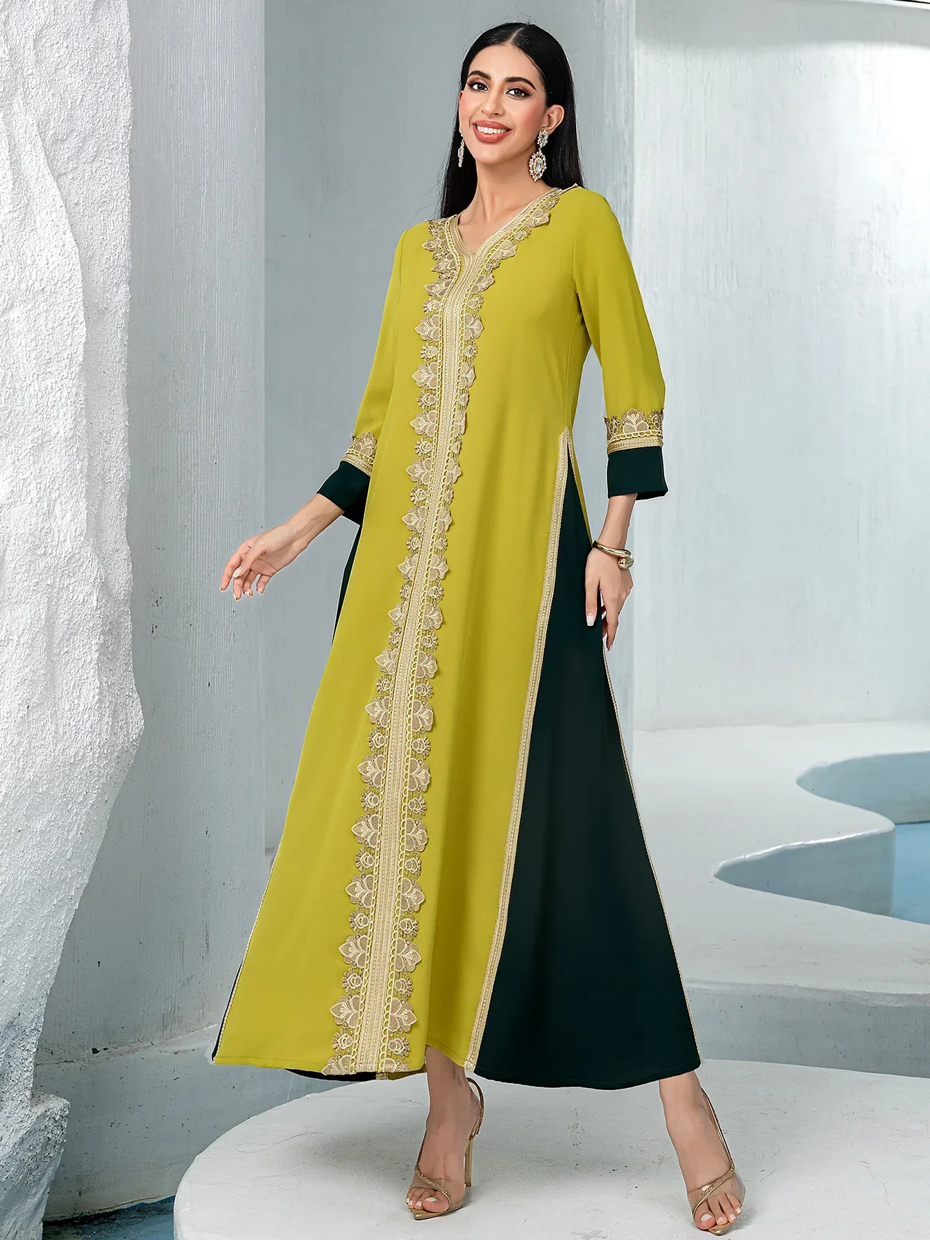 

Абайя «Рамадан Даймондс», Дубайский кафтан, женское мусульманское платье, вечернее платье с вышивкой, женское мусульманское платье, платья из Марокко, кафтан, праздничный наряд для Ид