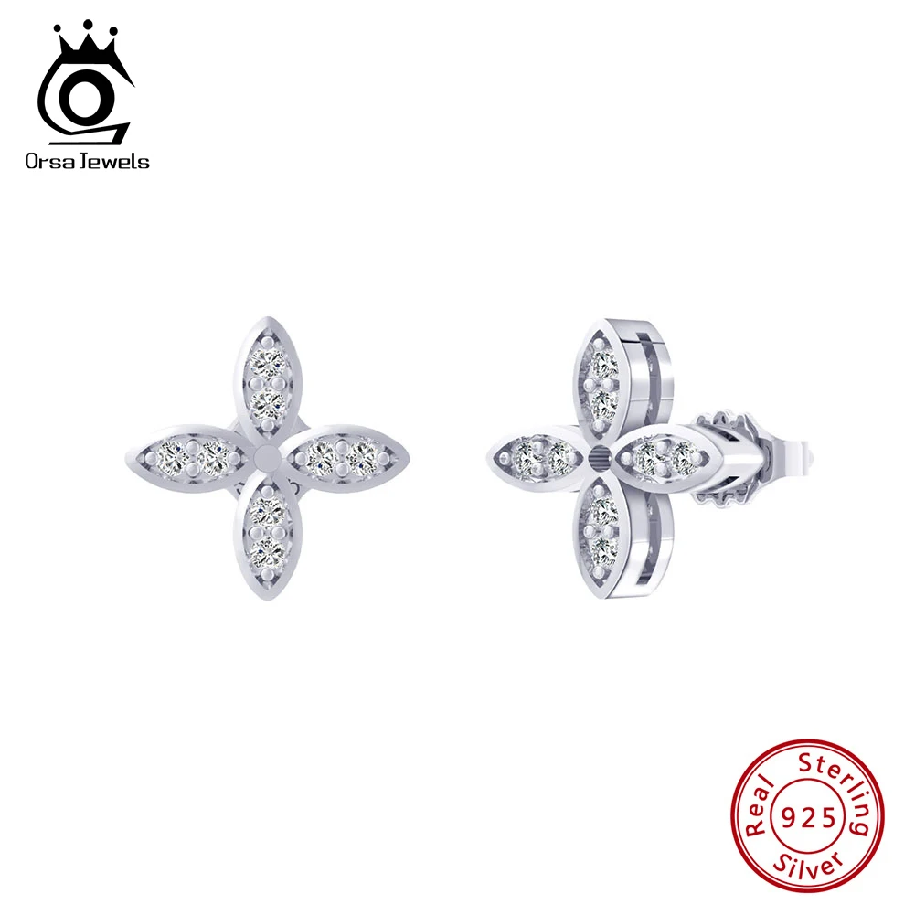 

ORSA JEWELS Изысканные маленькие цветочные серьги для женщин, модные изящные серьги из стерлингового серебра 925 пробы, вечерние свадебные украшения APE122