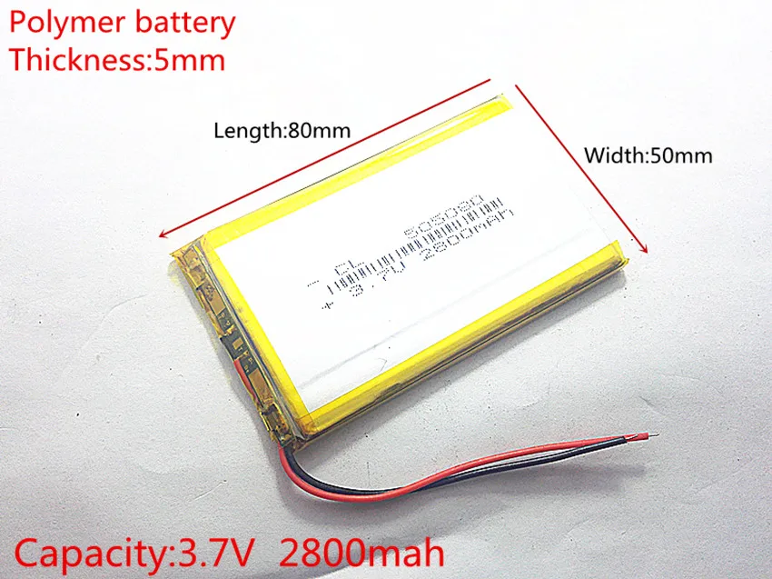 3.7V 2800mAh 505080 Lithium Polymer Li-Po li ion Rechargeable Battery cells For Mp3 MP4 MP5 GPS  mobile bluetooth