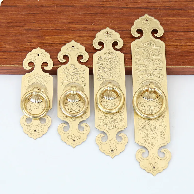 2 Pieces of Chinese Antique Furniture, Brass Surface Mounted Bookcase, Wardrobe, Cabinet Handle, Cabinet Door Hardware Handle