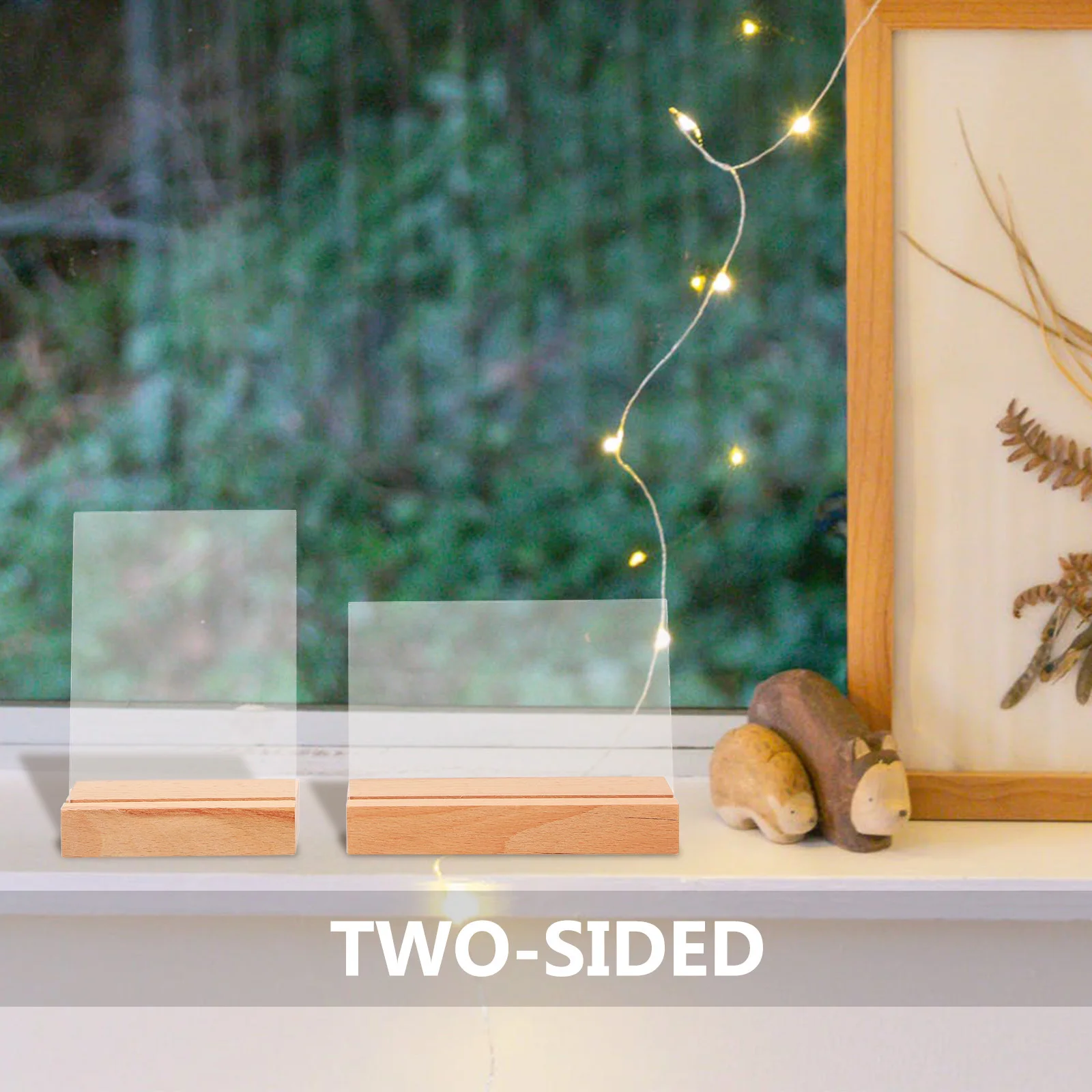 

2Pcs Double Sided Desk Photo Frames Vertical Picture Holders Decorative Desktop Photo Stands for Office Living Room Bedroom