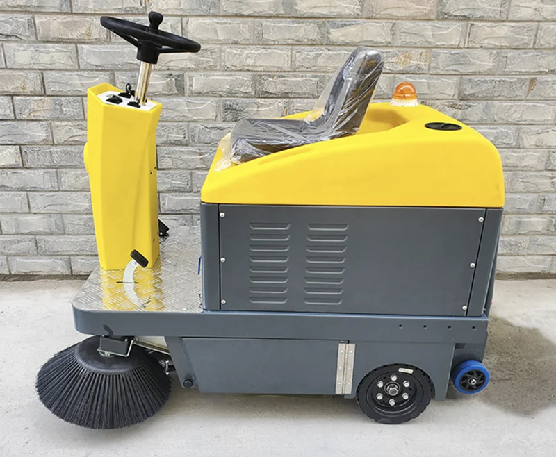 48V Electric Ride-On Road Sweeper with Water Spray New Condition Efficient Cleaning Tool for Outdoor Spaces