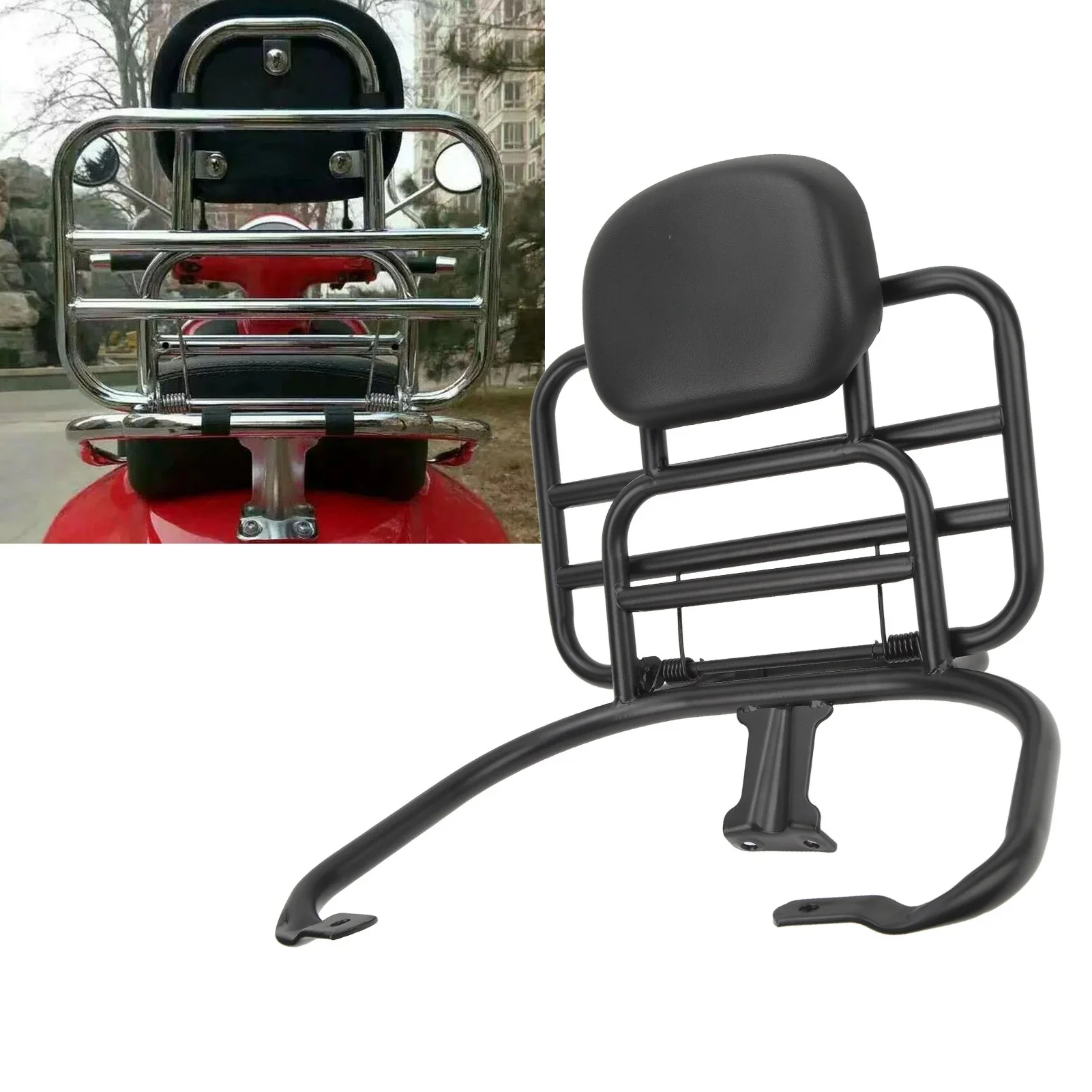Luggage Carrier Bracket Rear Luggage Carrier Rack with Backrest Cushion Fit for Sprint Primavera 150 Motorcycle Luggage Holder