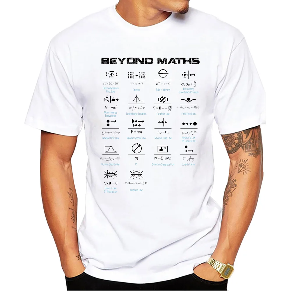 TEEHUB Vintage Beyond Maths Men's Tops Math Print T-Shirt O-Neck Men Tee Short Sleeve Pi Day Male Casual Streetwear