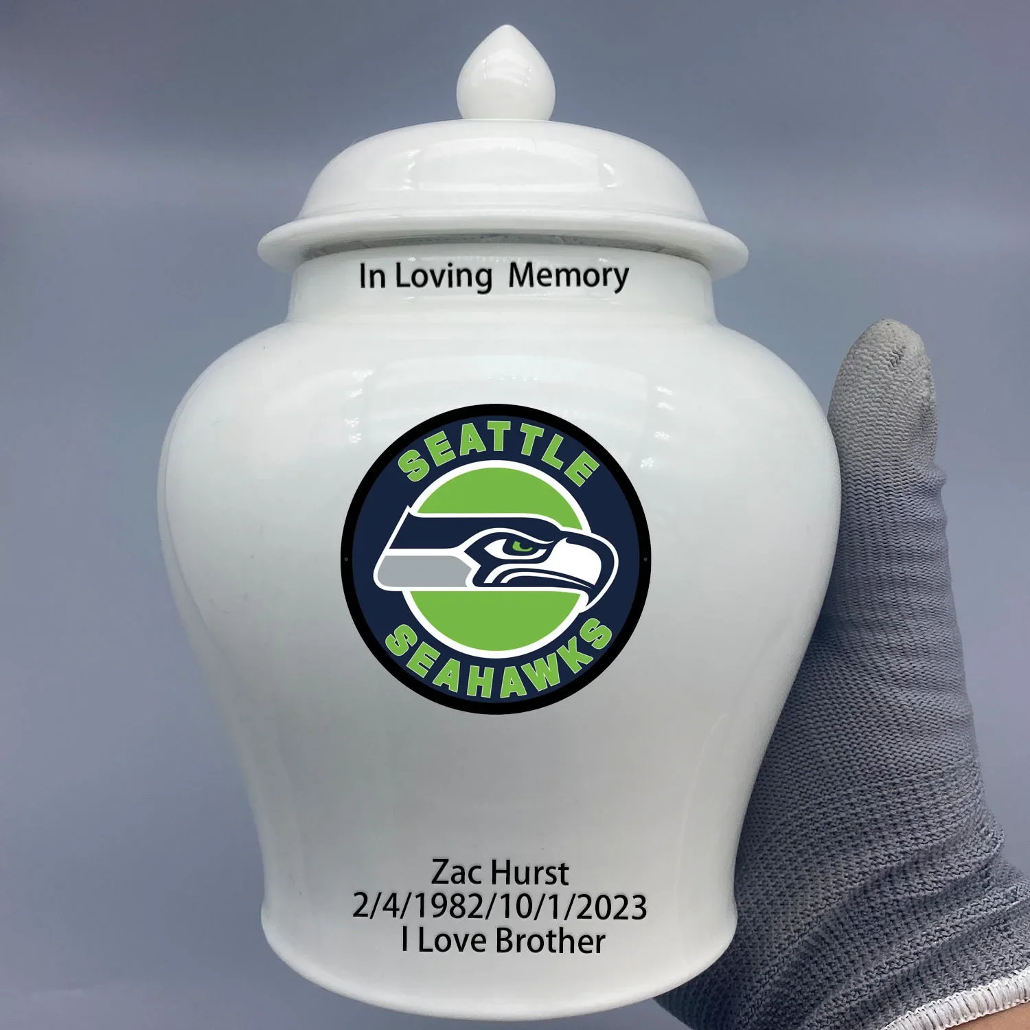 Medium Urn for Seattle Seahawks-themed Logo Custom Urn.Send me the name/date you want to appear on the urn by Remarks Message.