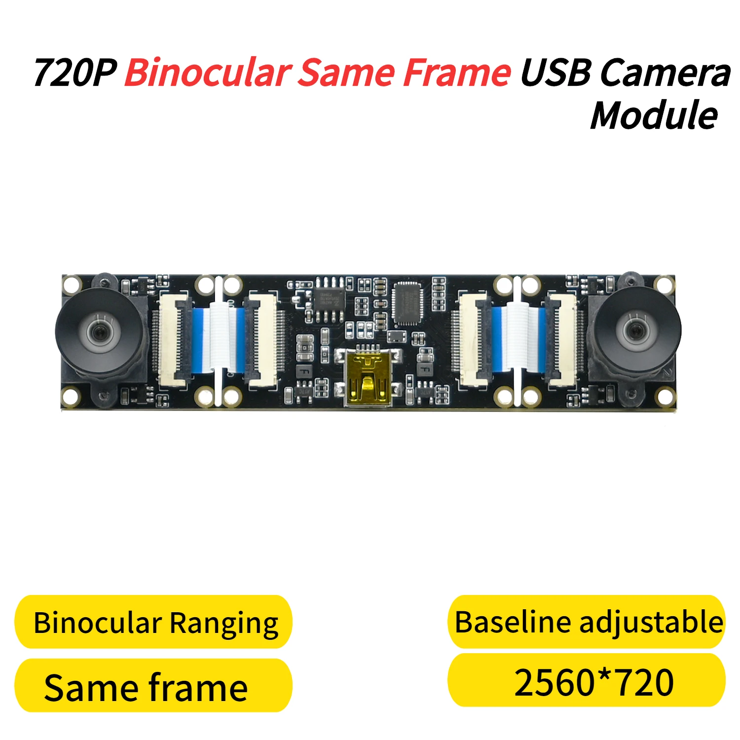 GXIVISION Moduł kamery USB 3D Stereo VR 720P z podwójnym obiektywem, 2560x720 30fps, zsynchronizowana ta sama ramka, regulacja linii bazowej, dla Windows/Linux/Android