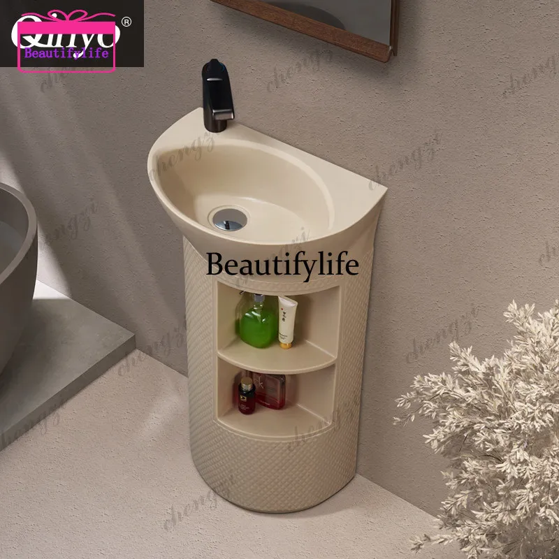 

a38 Japanese Wabi-Sabi Style Creative Column Washbasin Bathroom Integrated Floor-Standing Semicircle
