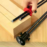 Aluminum Parallel Line Drawing Tool Double Head Wheel Marking Gauge Woodworking Marking Scriber Ruler With Metric And Inch Scale