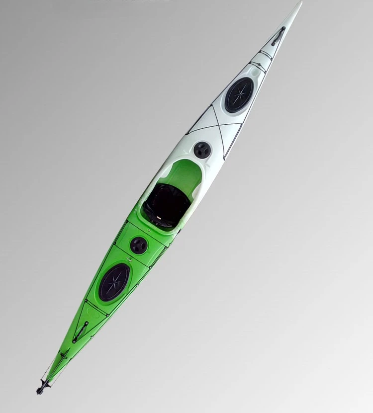 Single rotational plastic leisure rowing canoe hard canoe single plastic canoe with rudder.
