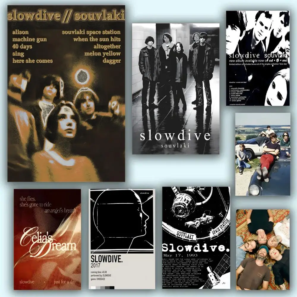 S-Slowdive E-EverythingIs Alive Painting Calligraphy Impression d'art mural résistante à la décoloration, affiche décorative vibrante et non collante pour bar à domicile