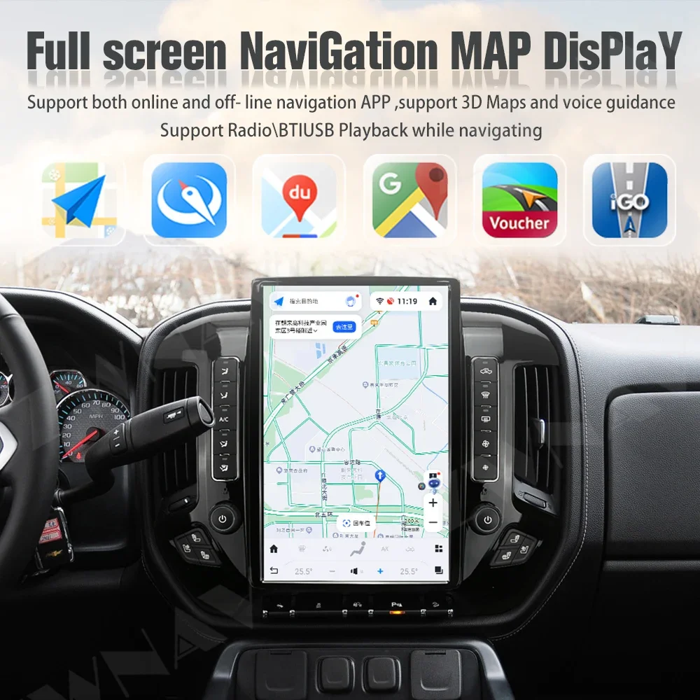 Tesa- Screen Radio For GMC Silverado 2013 2014 2015 2016 2017 2018 2019 Android GPS Car Audio AUTO Stereo Head Unit Carplay DSP