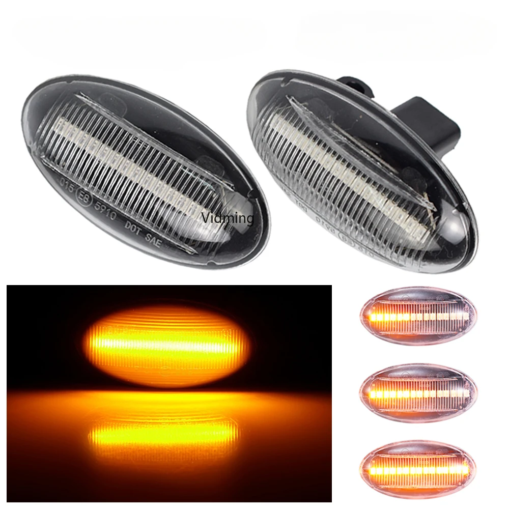 

2x For Peugeot Partner 407 307 Toyota Aygo Fiat Scudo Car Dynamic Led Turn Signal Side Marker Lights Sequential Blinker Lamp