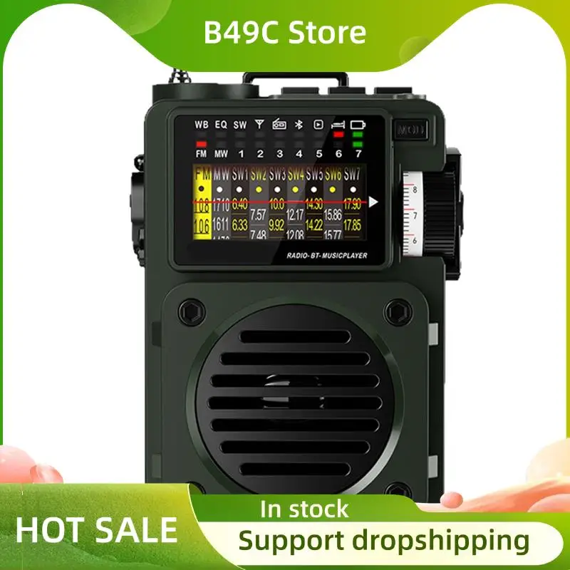

B49C Full Band MW/FM/SW/WB Portable Multimedia Music Player Portable Receive Signal Support Bluetooth TF