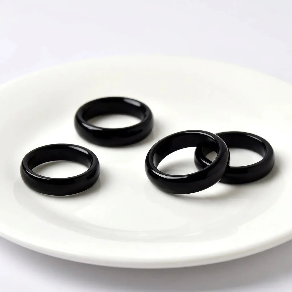 6mm Colorful Natural Agate Gemstone Rings for Women White Green Black Chalcedony Band Ring Lucky Fengshui Jade Jewelry Size 6-9 view 5