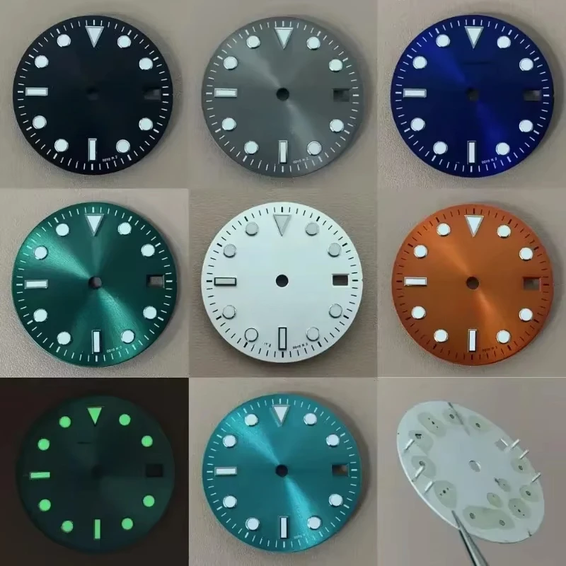 29mm Sunray Dial NH35 Luminous S Dial NH36 Marine Master Green Dial Modified Watch Accessories for Seiko NH35 NH36 Movement DIY