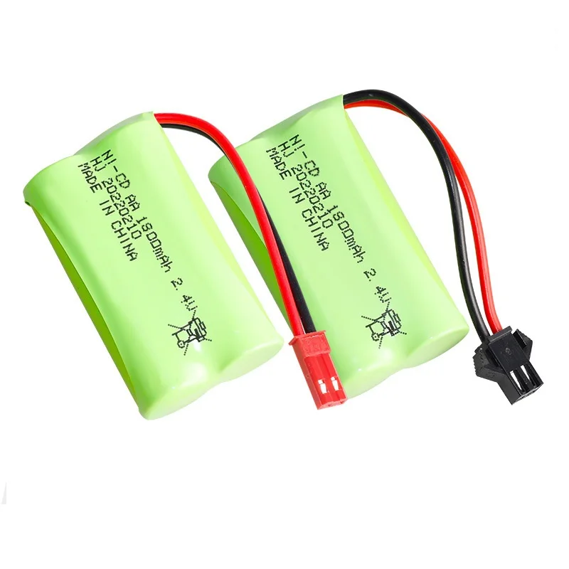 Batería recargable de 2,4 v, 1800mah, NI-CD para juguetes Rc, tanques, trenes, Robot, barco, pistola, NI-CD, AA, 1800mah, 2,4 v