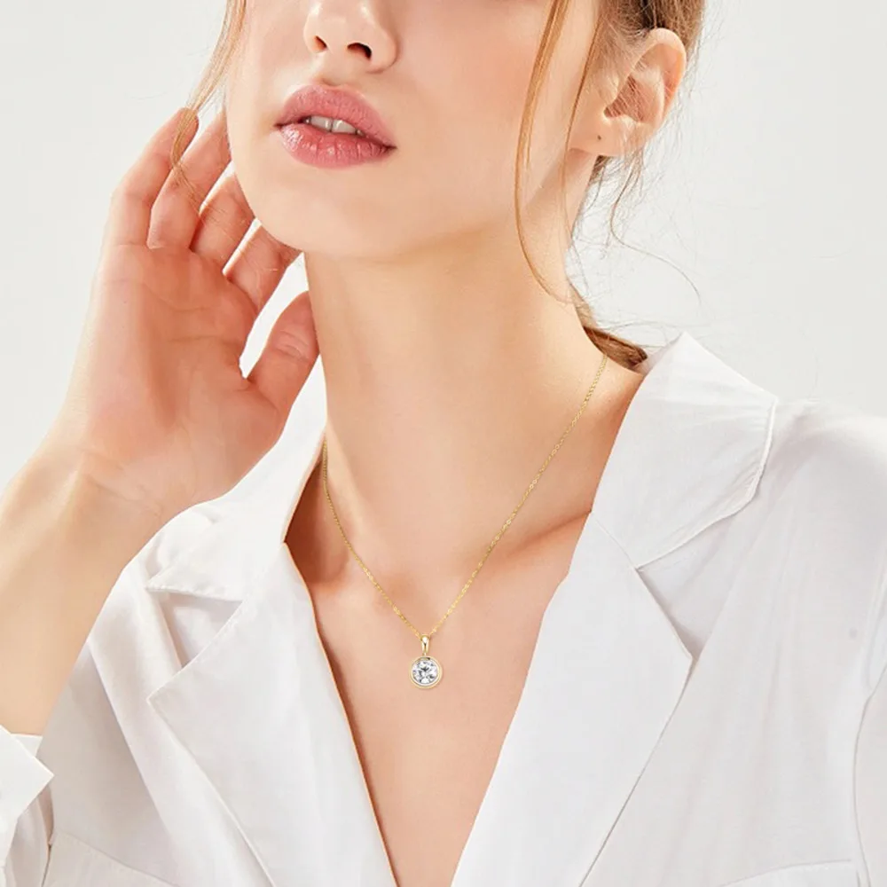 JoyceJelly 2ct Moissanit-Halskette für Frauen, S925-Sterlingsilber-Anhänger, Schlüsselbeinkette für Hochzeit, weiblicher Luxus-Halsschmuck – Detail 14