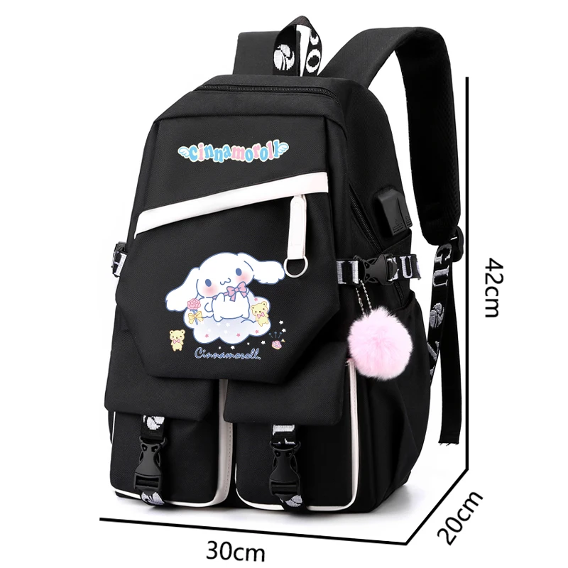 Sanrio-Mochila Cinnamoroll para hombre y mujer, morral escolar para la espalda al colegio, bolsa de viaje de ocio