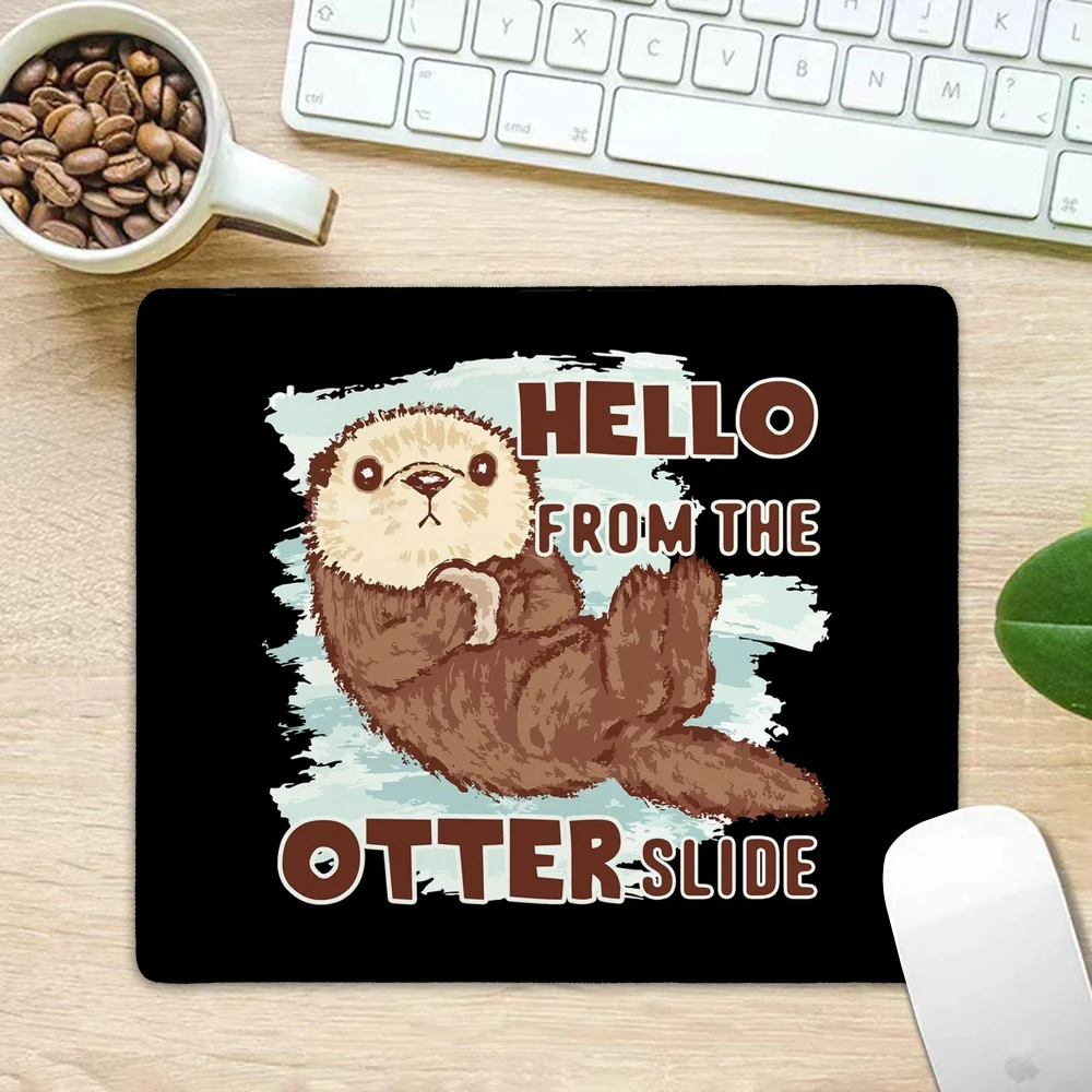 Kawaii Anime Otter Mousepad Small LockEdge Mouse Pad For Gamers, Computer Desk Pad, Rectangular Anti-slip Rubber