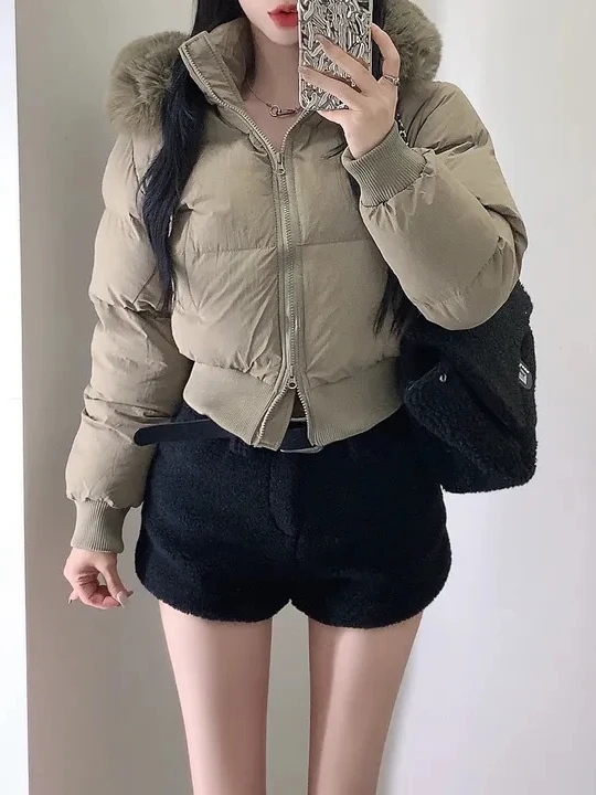 

Retro Design Detachable Hooded Cotton Jaet Women's Winter Slimming High-End Feel Cotton Clothes Faionable Ladies' Coat