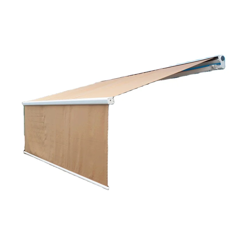 Retractable Awning LED Lighted Remote Control Aluminium Frame Patio Balcony Tarp Polyester Material with Carry Bag