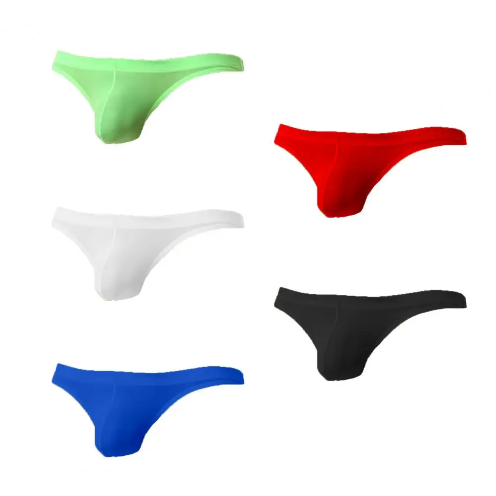 Low-rise U Convex Men Panties Hip Lifting Solid Color Elastic Waistband Ultra-Thin Transparent Ice Silk Briefs
