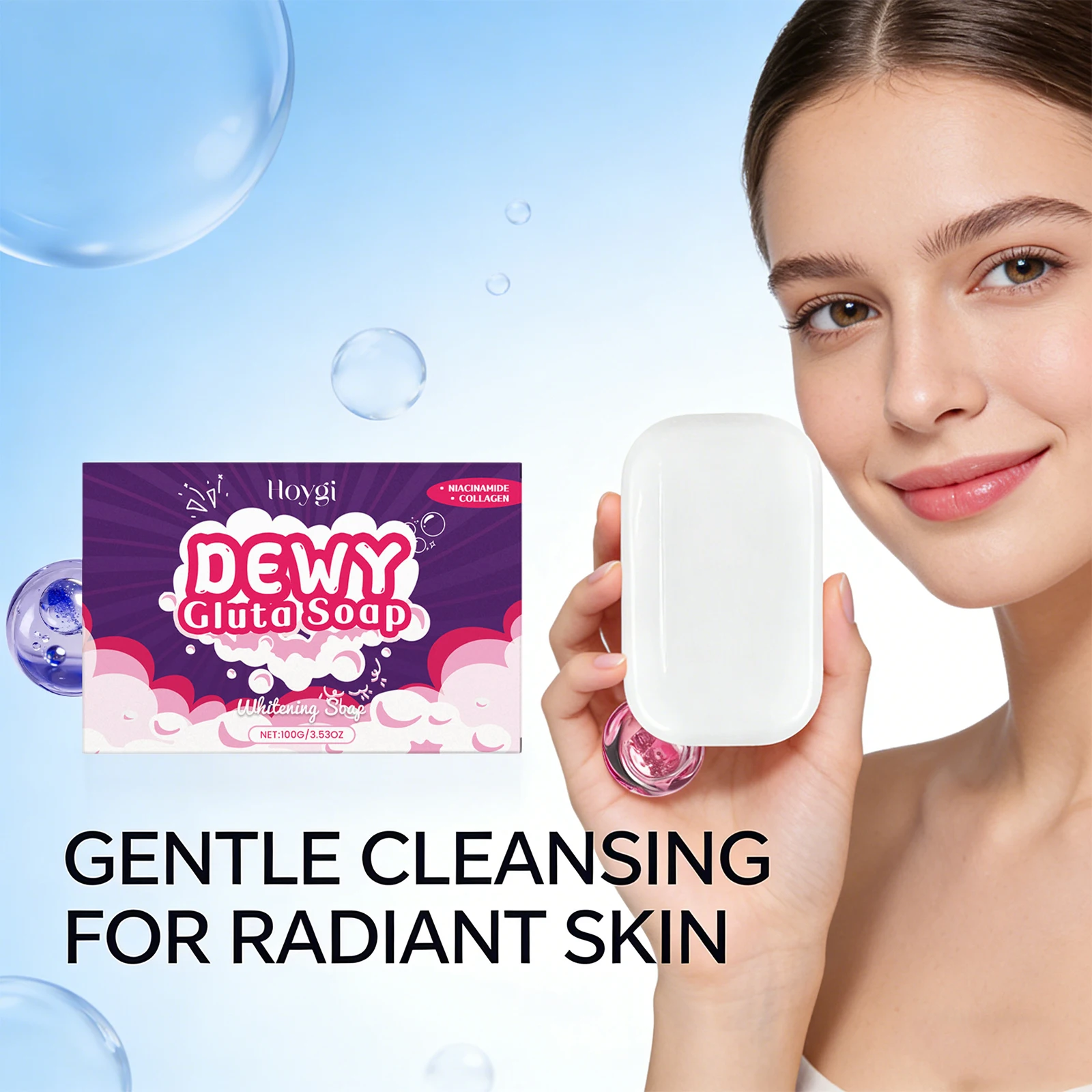 Glutathione Facial Soap Bar Purifying Gentle Cleansing Facial Skin Without Tightness Refreshing Smooth Balances Oil Skin Care