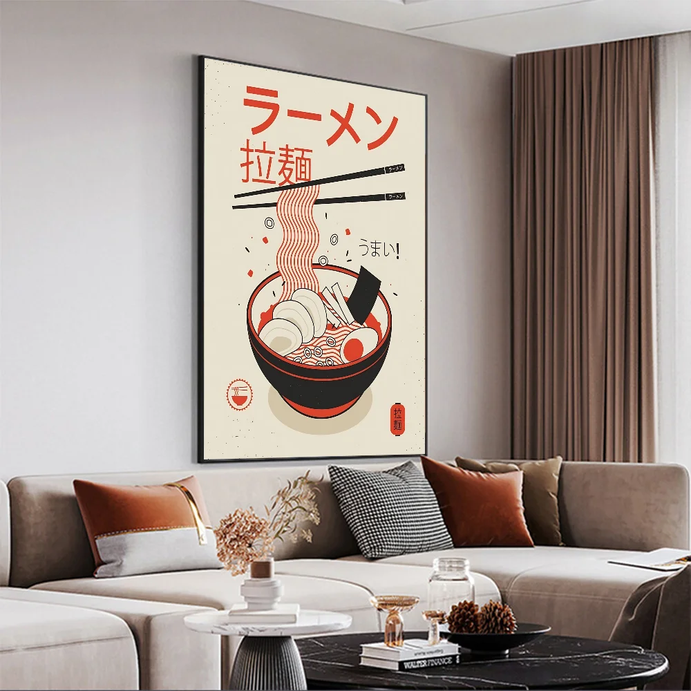 Ilustrasi Vintage Jepang Ramen film poster lengket ruang Vintage Bar kafe dekorasi Nordic dekorasi rumah