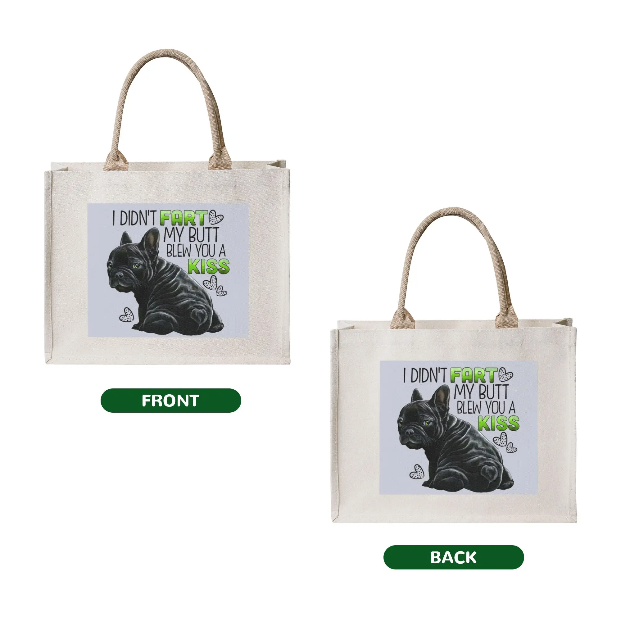 Kawaii Cute French Bulldog Shopping Tote Bag Portable Funny Frenchie Pet Grocery Shopper Shoulder Bag