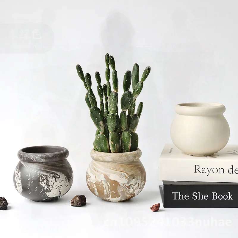 

Mini round Ceramic Flower Pot Breathable Small Size for Desktop Green Plants White Mocha Black Clay Colors with Holes Sturdy