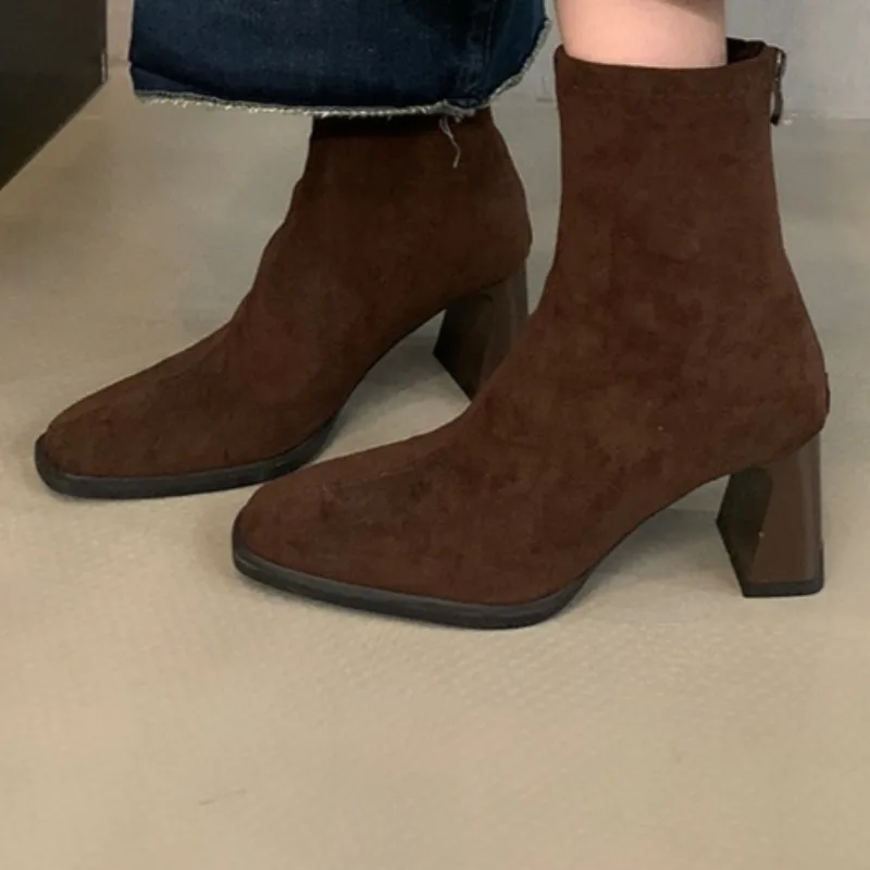 

Women's Autumn New Luxury Metal Back Zipper Design Chelsea Boots Elegant Dress Party Lightweight Wear-resistant Ankle Boots