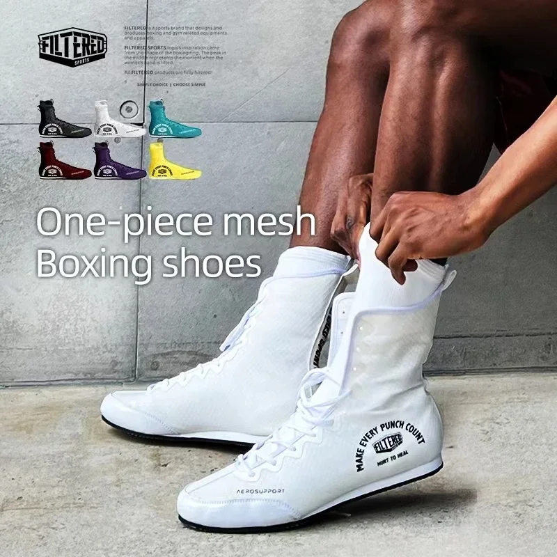 FILTERED SPORTS professional boxing wrestling fighting weightlifting shoes male mesh upper supporting training man woman boots