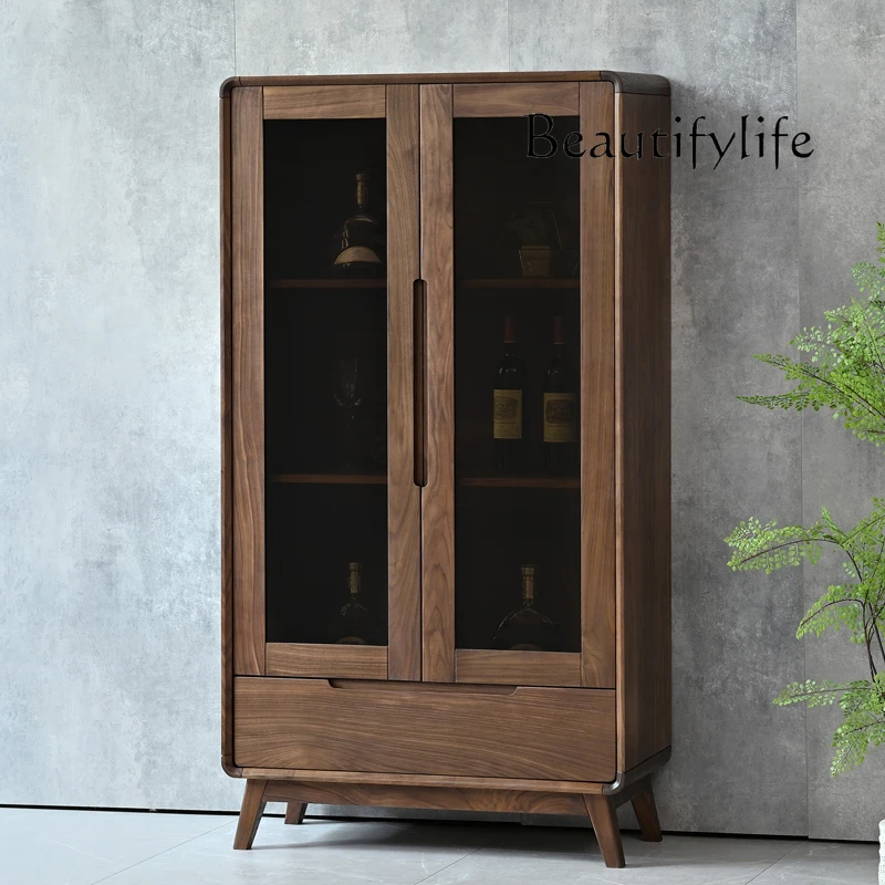 

American-Style Solid Wood Simplicity Sideboard Modern Antique Wine Cabinet