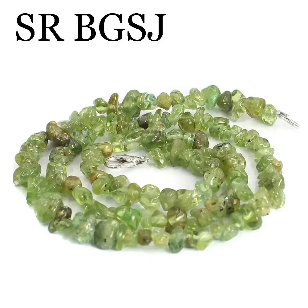 6-8mm 17-21 polegadas na moda natural peridot gemas chips pedra para jóias de casamento boêmio gargantilhas colar