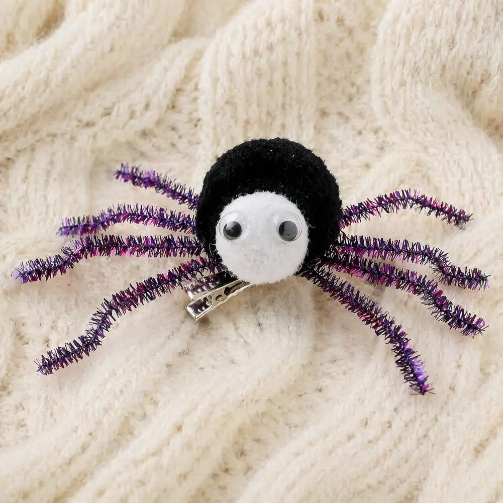 Halloween Spider Hairpin for Kids Cosplay Accessories for Halloween Halloween Spider Hair Clips for Girls Women Furry Pom Pom